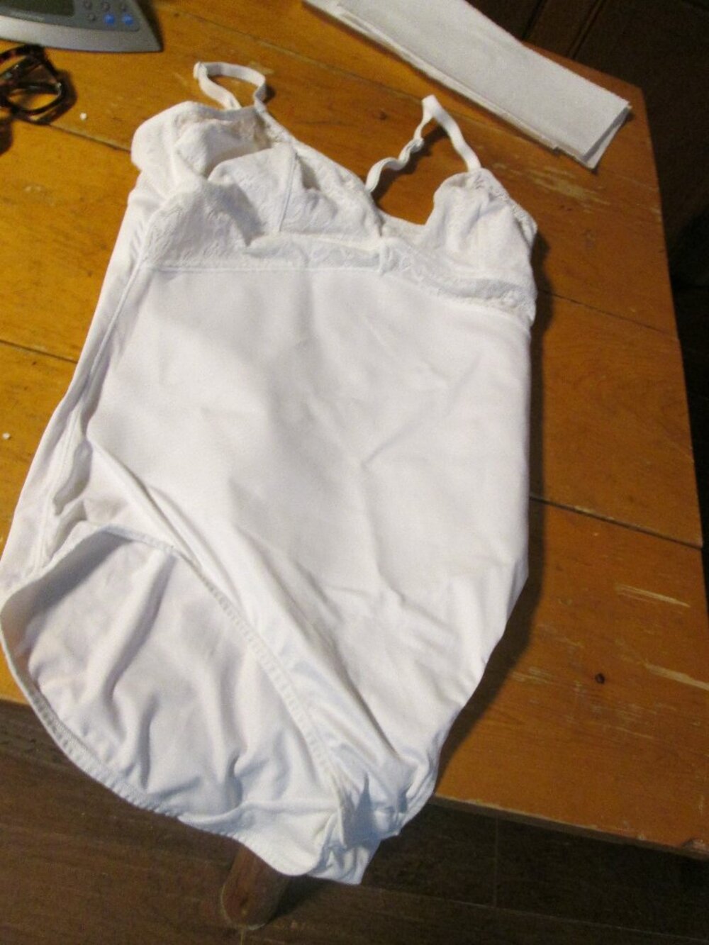 med vtg Madienform white lace bodice shapewear bodysuit nwot